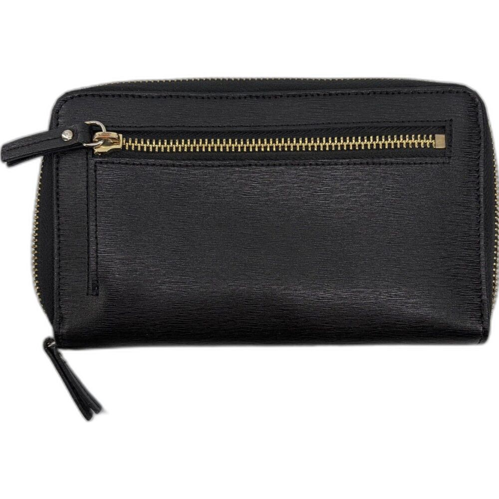 Tusk Genuine Leather Double Zip Wallet Organizer Clutch Womens Blank and Tan - Picture 2 of 6